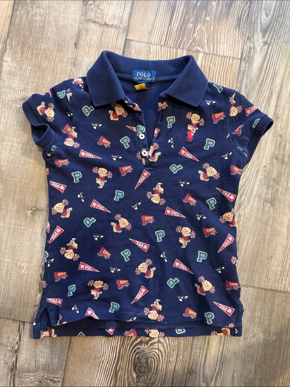 Polo by Ralph Lauren Navy Polo Shirt with Bear & Pennant Print